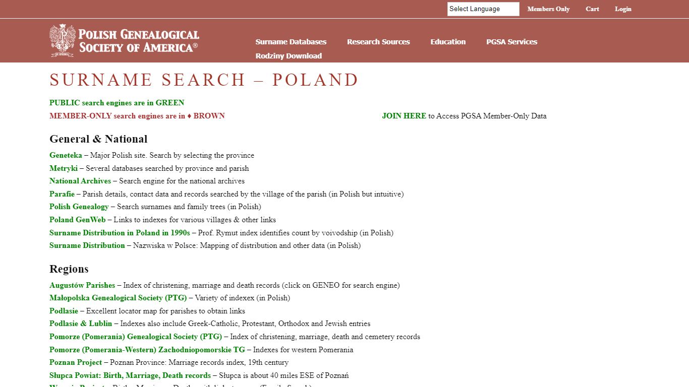 Surname Search - Poland - Polish Genealogical Society of America